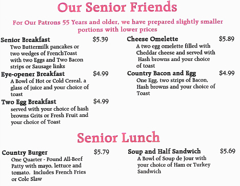 Senior Breakfast and Lunch